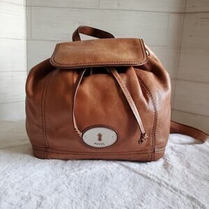 Fossil Tan Leather Maddox Distressed Vintage 1954 Keyhole Backpack